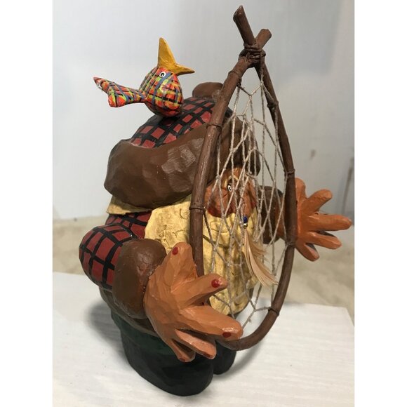 House Of Hatten Santa Figurine With Dreamcatcher & Bird  Handcrafted 1997 - Picture 3 of 6